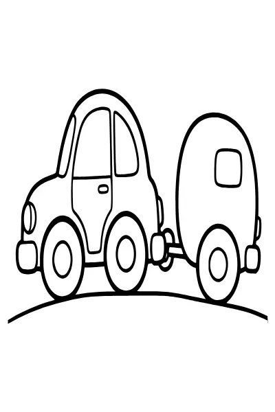 Auto mit kleinem Anhänger – Ausmalbilder Auto zum Ausdrucken