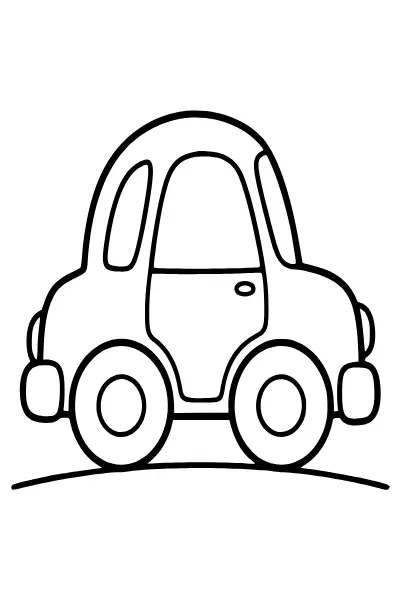 Einfaches Auto von der Seite mit großen Flächen – Ausmalbilder Auto zum Ausdrucken