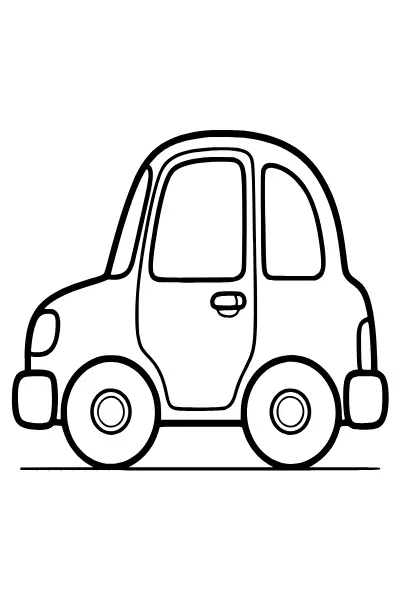Kleines Stadtauto mit runden Rädern – Ausmalbilder Auto zum Ausdrucken
