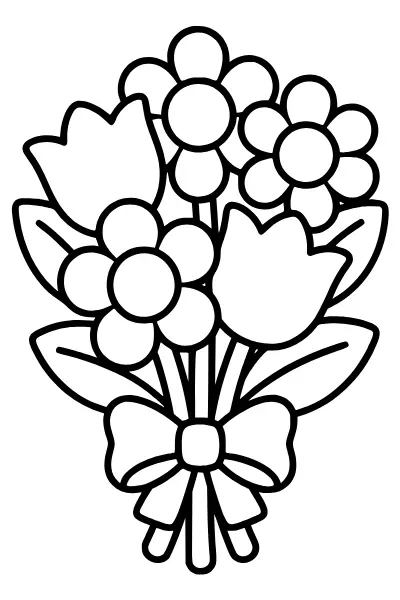 Einfacher Blumenstrauß: Ausmalbilder Blumen mit großen Flächen