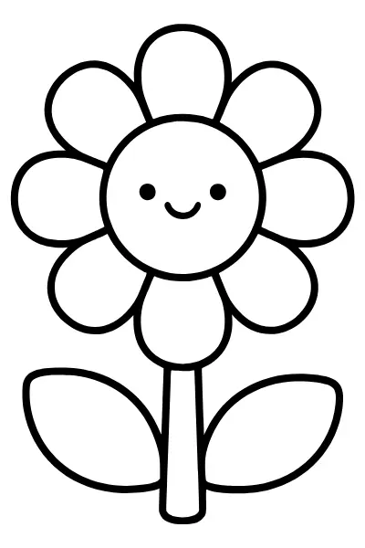 Gänseblümchen mit großer Blüte: Ausmalbilder Blumen für Kita-Kinder