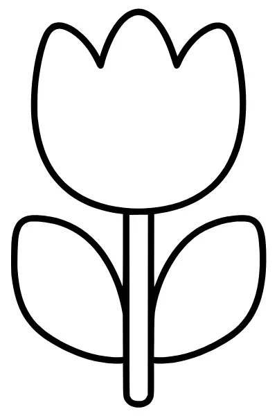 Einfache Tulpe: Ausmalbilder Blumen zum Ausdrucken für kleine Kinder
