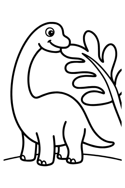 Ausmalbilder Dinosaurier: freundlicher Brachiosaurus mit langem Hals