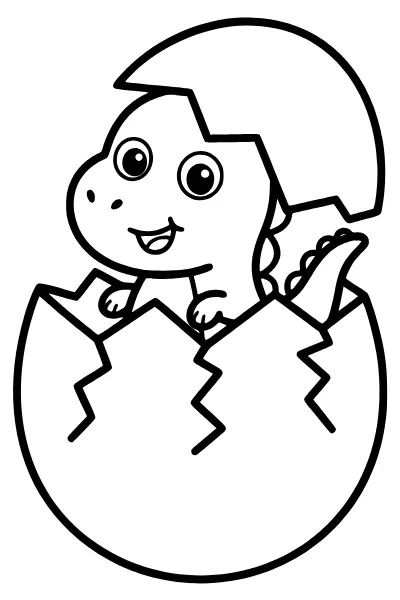 Ausmalbilder Dinosaurier: Dino-Baby schlüpft aus dem Ei