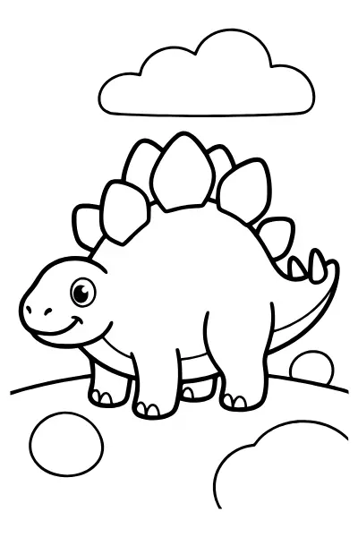 Ausmalbilder Dinosaurier: Stegosaurus mit großen Rückenplatten