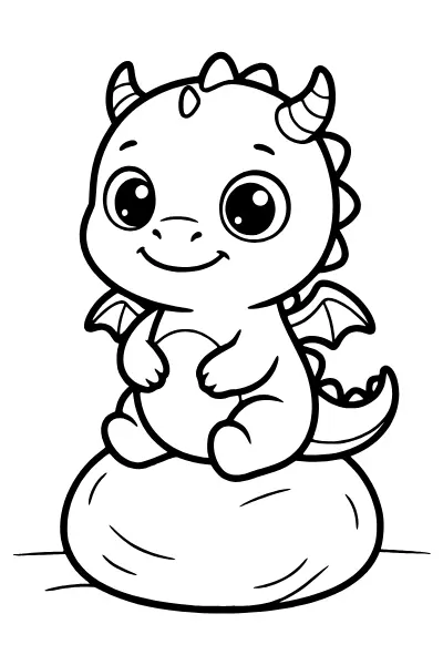 Babydrache mit großen Augen – Ausmalbilder Drache für die Kleinsten