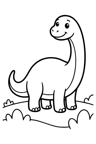 Dino auf der Wiese – Ausmalbilder einfach zum Ausdrucken