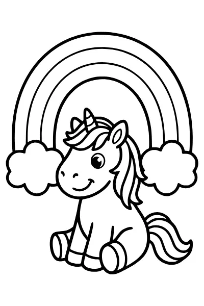 Einhorn im Regenbogen – Ausmalbilder Einhorn zum Ausdrucken
