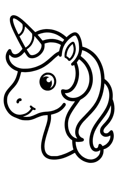 Einhorn-Kopf mit Mähne – Ausmalbilder Einhorn zum Ausdrucken