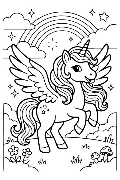 Einhorn mit Flügeln – Ausmalbilder Einhorn zum Ausdrucken