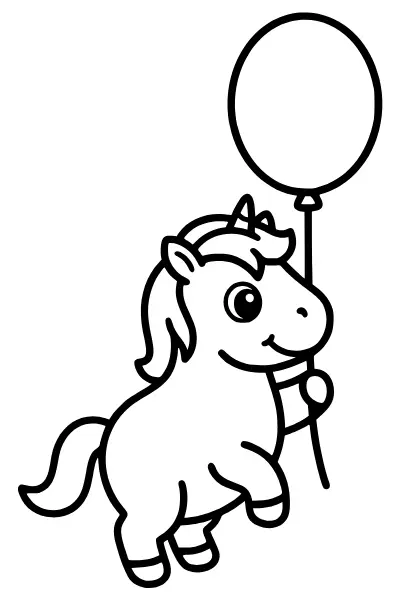 Einhorn mit Luftballon – Ausmalbilder Einhorn zum Ausdrucken