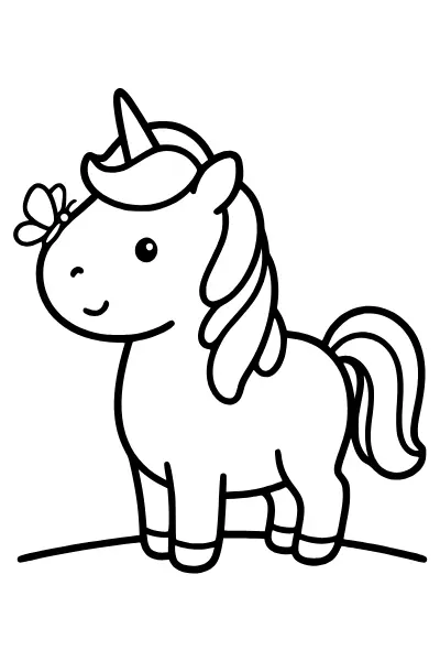 Einhorn mit Schmetterling – Ausmalbilder Einhorn zum Ausdrucken