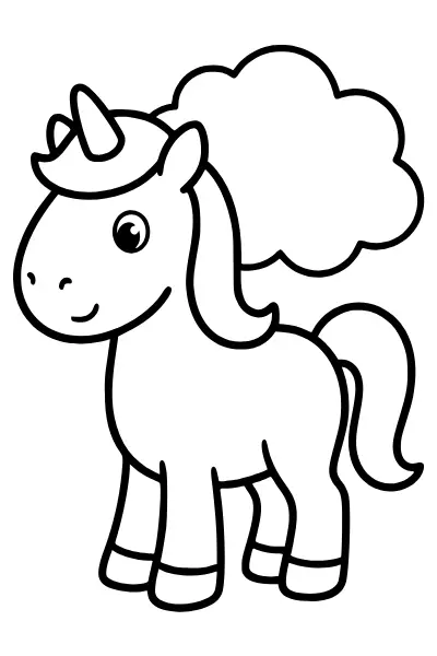 Einhorn mit Wolke – Ausmalbilder Einhorn zum Ausdrucken