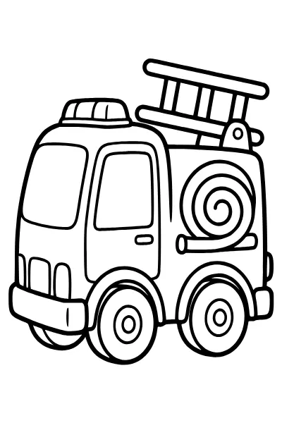 Löschfahrzeug mit Blaulicht als Ausmalbilder Feuerwehr zum Ausdrucken