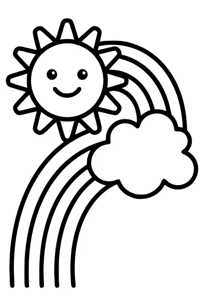 Sonne, Wolke und Regenbogen zum Ausmalen – Ausmalbilder Frühling