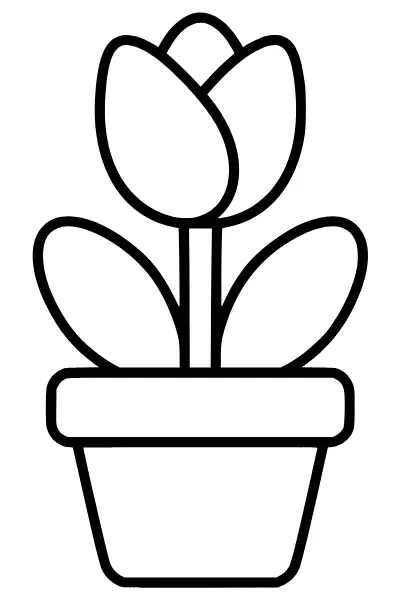 Tulpe im Blumentopf zum Ausmalen – Ausmalbilder Frühling