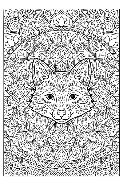 Ausmalbilder Fuchs als Mandala mit Fuchs zum Ausmalen