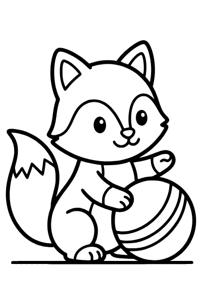 Ausmalbilder Fuchs: Fuchs mit Ball zum Ausmalen