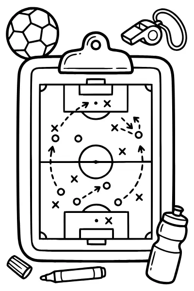 Ausmalbilder Fußball: Taktiktafel zum Ausmalen
