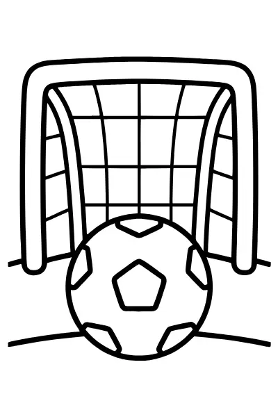 Ausmalbilder Fußball: Tor mit Netz zum Ausmalen