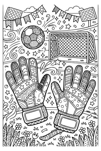 Ausmalbilder Fußball: Torwarthandschuhe zum Ausmalen