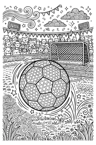 Ausmalbilder Fußball: Ball mit Wabenmuster zum Ausmalen