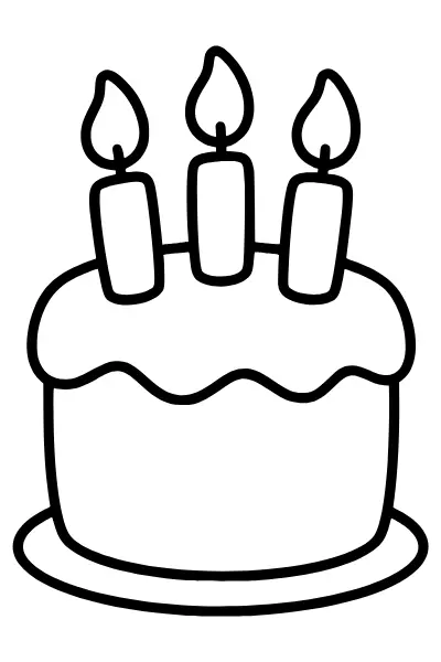 Geburtstagstorte mit drei Kerzen – Ausmalbilder Geburtstag zum Ausdrucken