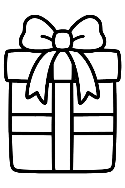 Großes Geschenk mit Schleife – Ausmalbilder Geburtstag für Kinder