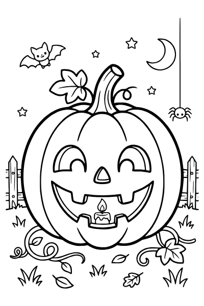 Kürbislaterne mit Kerze – Ausmalbilder Halloween zum Ausdrucken
