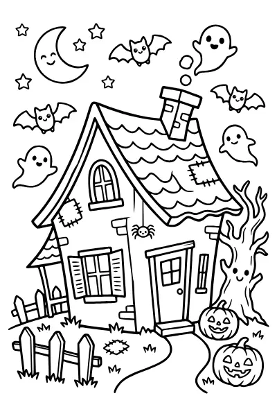 Spukhaus – Ausmalbilder Halloween zum Ausdrucken