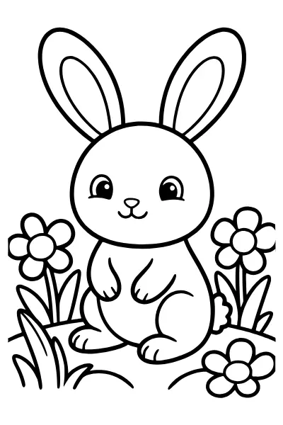 Hase auf der Wiese – Ausmalbilder Hase zum Ausdrucken