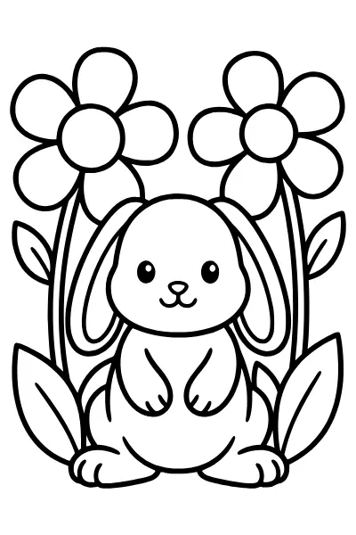 Hase im Blumengarten – Ausmalbilder Hase zum Malen