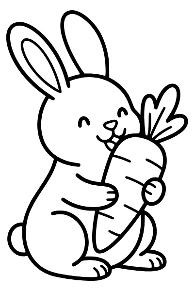 Hase mit Karotte – Ausmalbilder Hase kostenlos ausdrucken