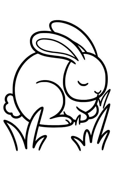 Schlafender Hase im Gras – Ausmalbilder Hase als PDF
