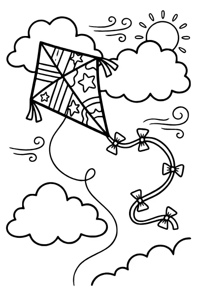 Drache am Himmel – Ausmalbilder Herbst zum Ausdrucken