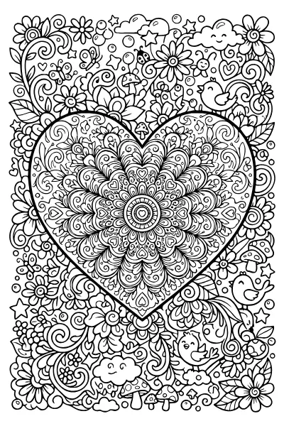 Herz mit Mandala-Muster – Ausmalbilder Herz für Kinder ab 8 Jahren
