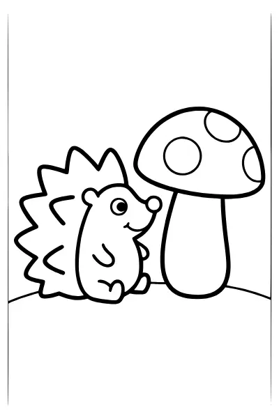 Igel mit Pilz – Ausmalbilder Igel zum Ausdrucken