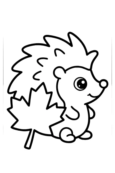 Igel und Ahornblatt – Ausmalbilder Igel für Kinder