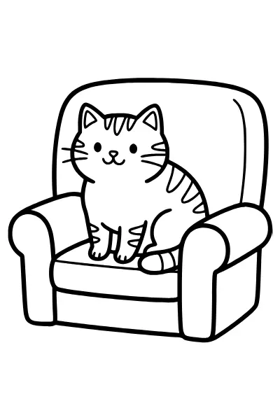 Ausmalbild Katze auf dem Sofa – Ausmalbilder Katze kostenlos zum Ausdrucken