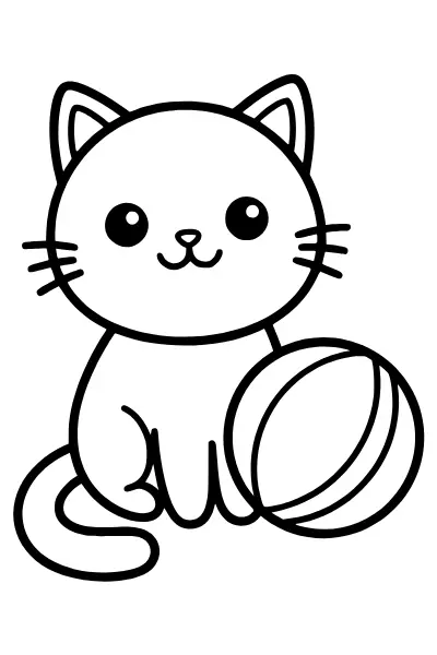Ausmalbild Katze mit Ball – Ausmalbilder Katze zum Ausmalen