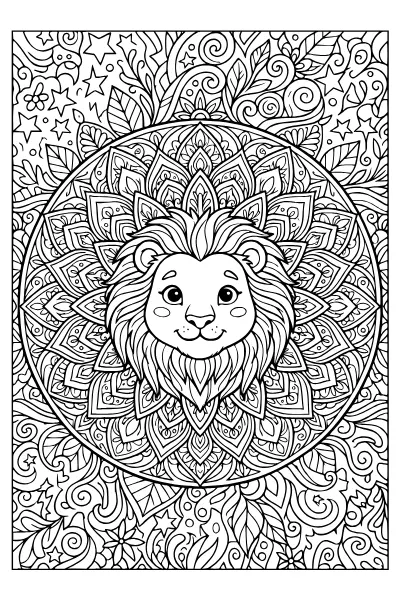 Löwen-Mandala – Ausmalbilder Löwe Mandala zum Ausdrucken