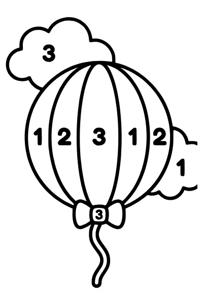 Malen nach Zahlen für Kinder: Ballon zum Ausmalen