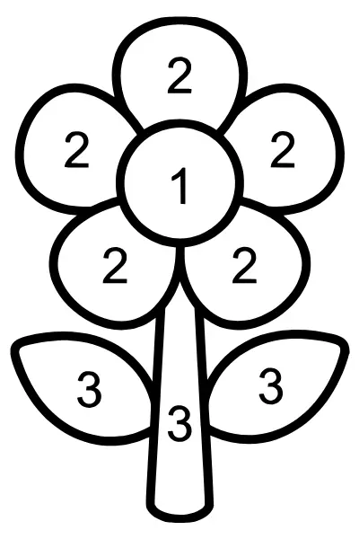 Malen nach Zahlen für Kinder: Blume zum Ausmalen