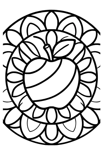 Apfel mit Blatt – Mandalas zum Ausdrucken