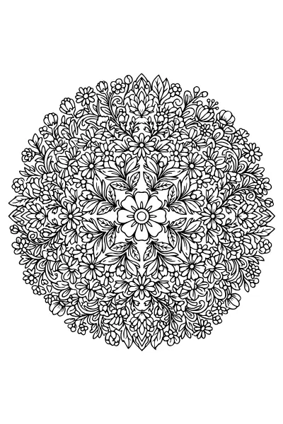 Blumenkranz mit feinen Blüten – Mandalas zum Ausdrucken