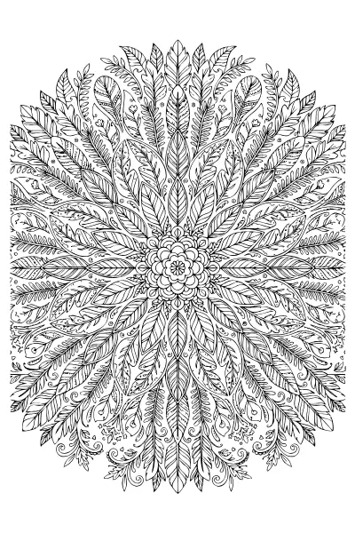 Federn und Blätter – Mandalas zum Ausdrucken