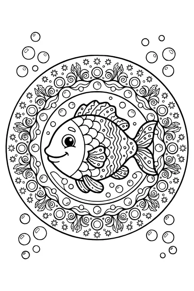 Fisch mit Schuppen – Mandalas zum Ausdrucken