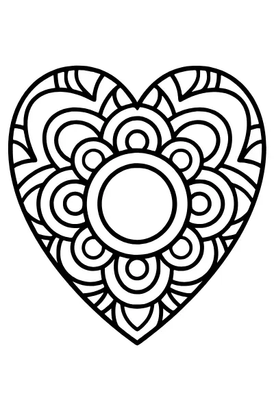 Herz aus Kreisen – Mandalas zum Ausdrucken