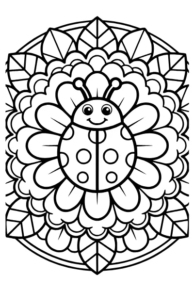 Marienkäfer mit Punkten – Mandalas zum Ausdrucken