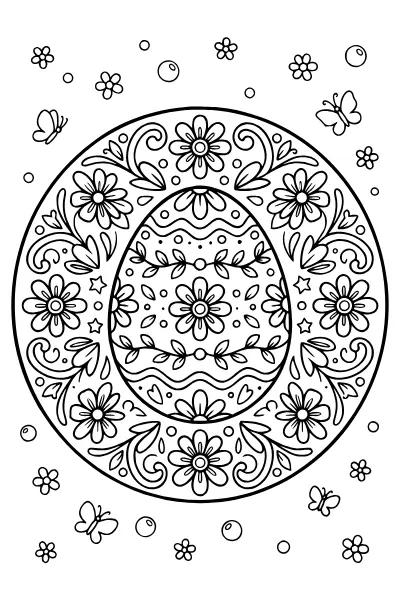 Osterei mit Blumenmuster – Mandalas zum Ausdrucken
